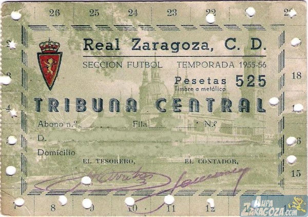 abono real zaragoza 1955-56